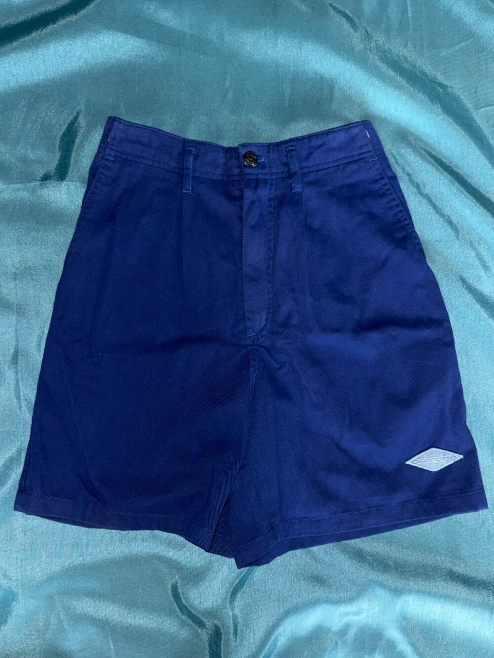 Vintage Gotcha pleated shorts with adjustable waist - blue -  unisex
